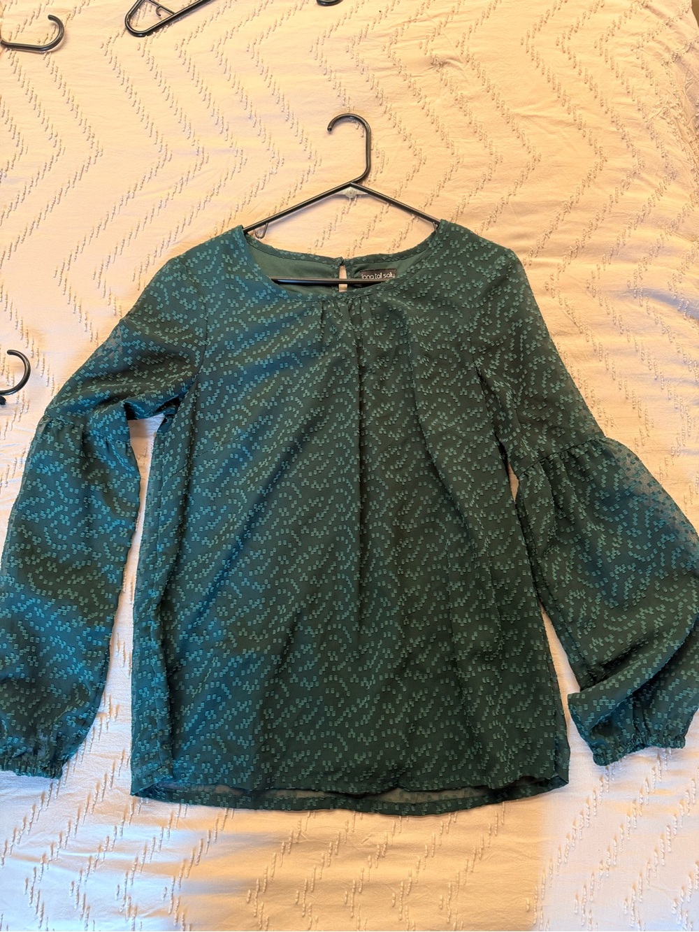 Long Tall Sally Green Textured Long-Sleeve Blouse